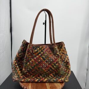 Amerileather Linwood Porter Woven Large Leather Tote Bag